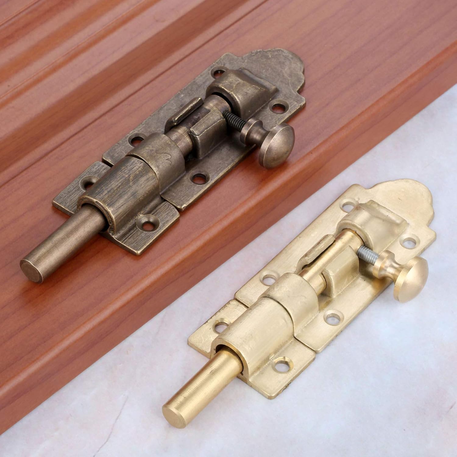 1Pc 123 * 33mm Antique Brass Door Bolts Antique Vintage Chinese Hardware Accessories Wooden Door Bolts Lock Furniture Hardware (Color : B)
