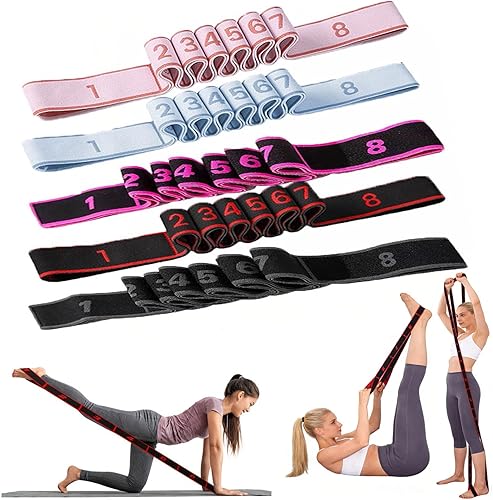 Bandas de resistencia de fitness para estiramiento y yoga, banda de resistencia elástica numérica con marcas, banda de resistencia numerada bandas