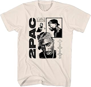 2Pac T Shirt Tupac Shakur Photos Quote Adult Tan Short Sleeve 90s Rap Vintage Style Graphic Tees