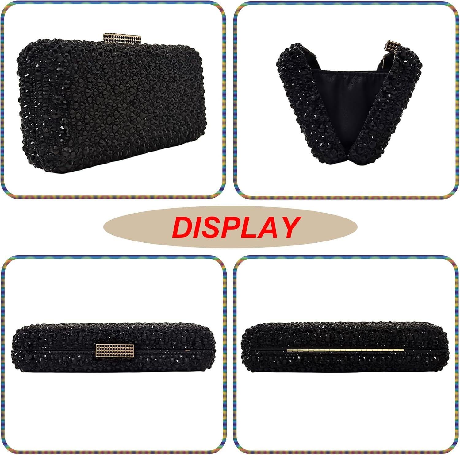 Long Rhinestone Box Evening Bag Women Formal Gathering Party Crystal Clutch Bridal Purse - Image 2