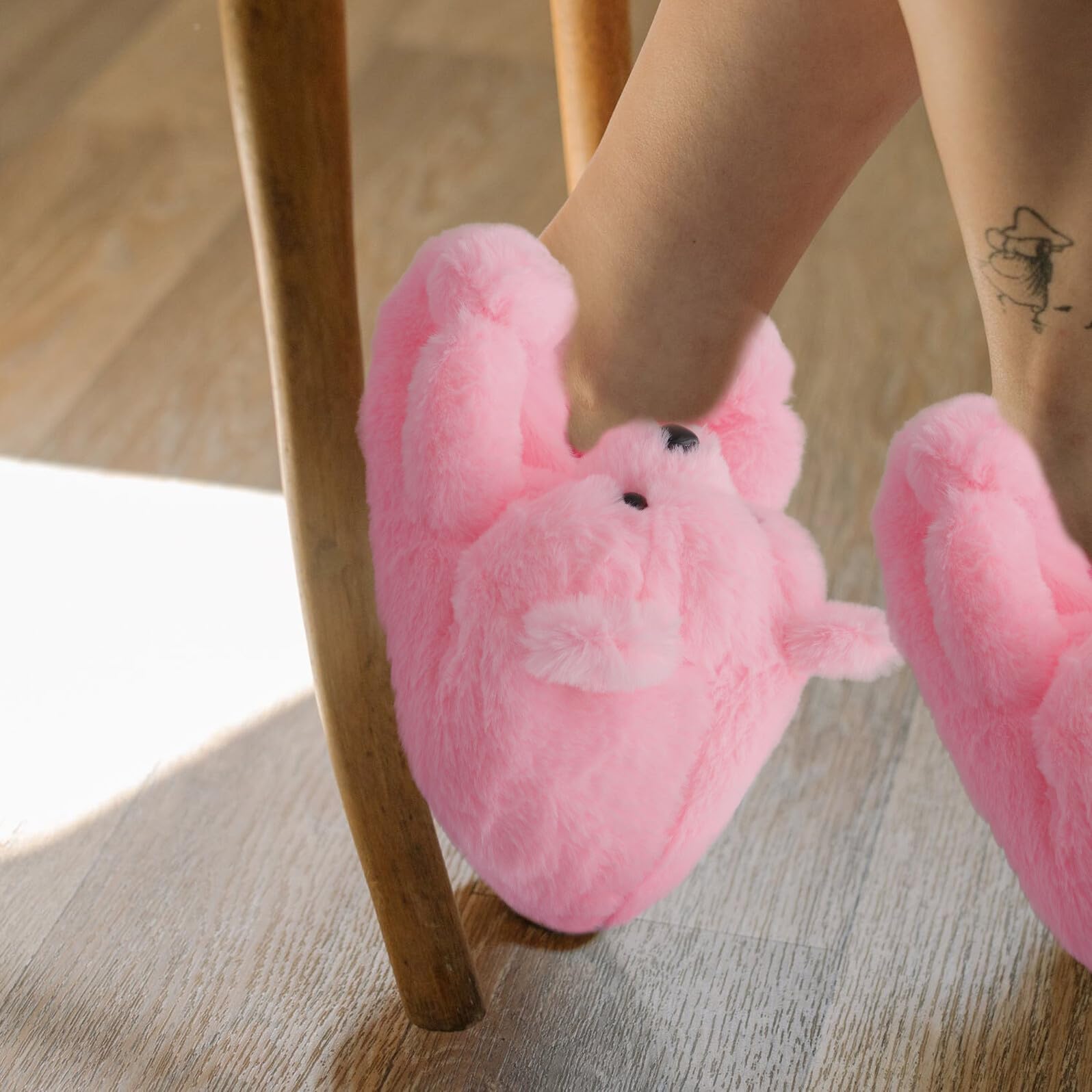 BESPORTBLE Zapatillas de Felpa con Diseño de Peluche Cálidas y Antideslizantes para Mujer Interior Casa Rosa