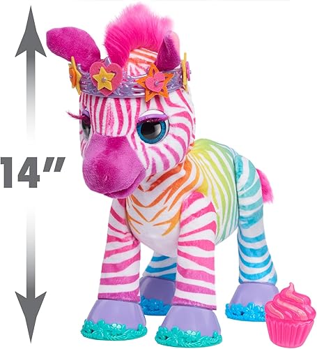 Miniatura 6 de furReal Just Play - Peluche interactivo Zenya My Rainbow Zebra con accesorios, 22 piezas, juego de simulación, juguetes para niños de 4 años en
