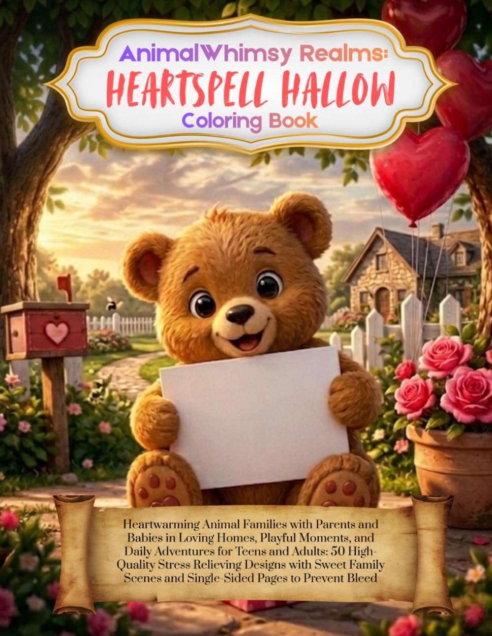 AnimalWhimsy Realms: Heartspell Hallow: Heartwarming Animal Families with Parents and Babies in Loving Homes, Playful Moments, and Daily Adventures ... Relieving Designs with Sweet Family Scenes