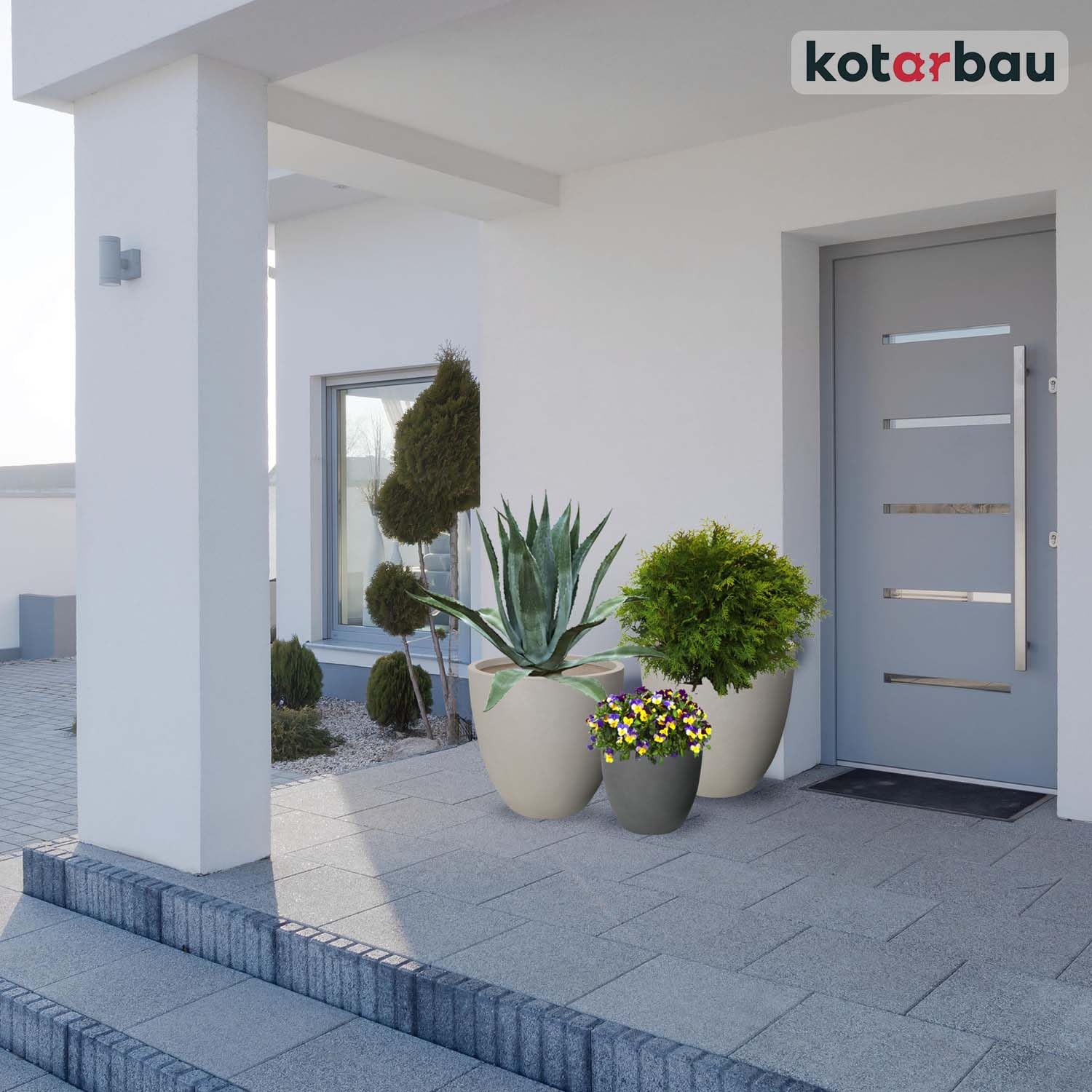 KOTARBAU® Macetero Decorativo Interior, Maceta Ø 36 cm, Fibreclay | Maceta Orquidea, Maceta de Pie, Macetero con Efecto Hormigón, Tiestos para Plantas Interior, 31 cm de Alto, Gris