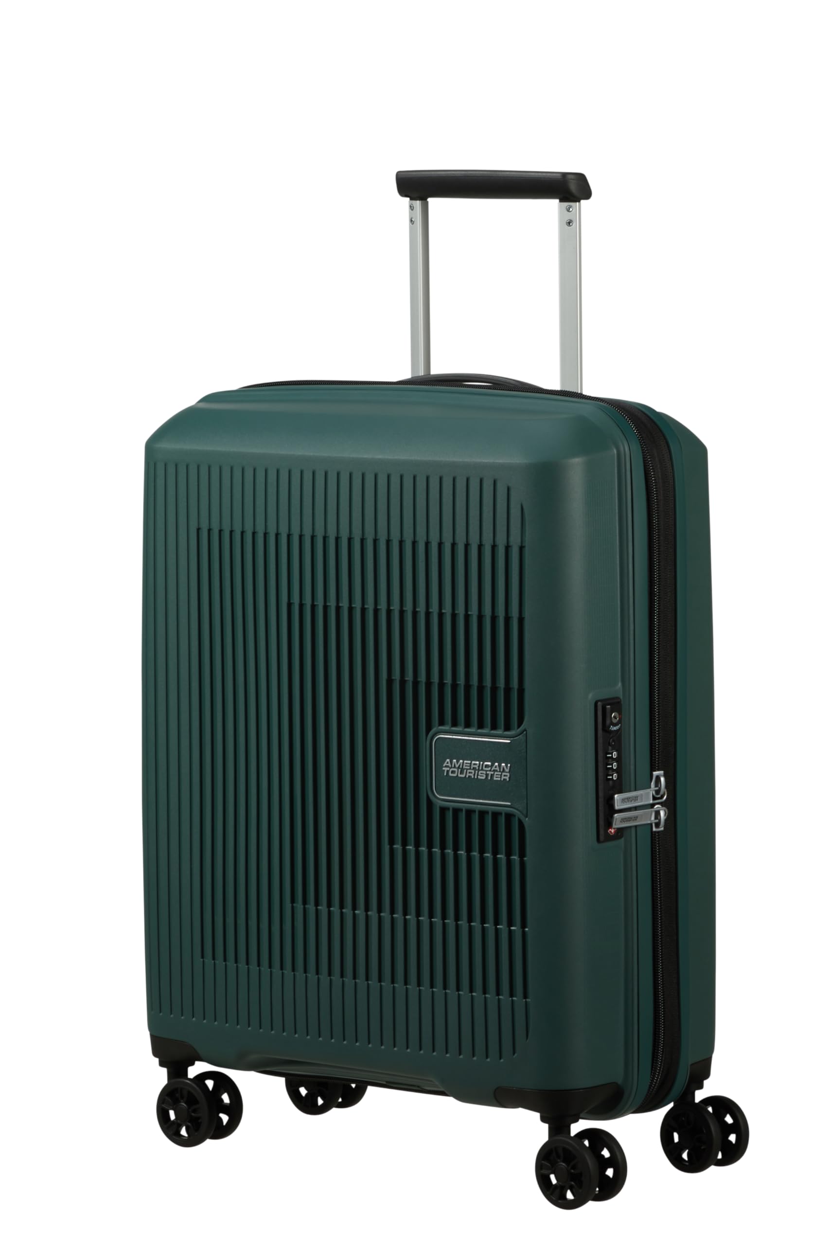 American Tourister Aerostep - Spinner S, Erweiterbarer Handgepäck, 55 cm, 36/40 L, Grün (Dark Forest)