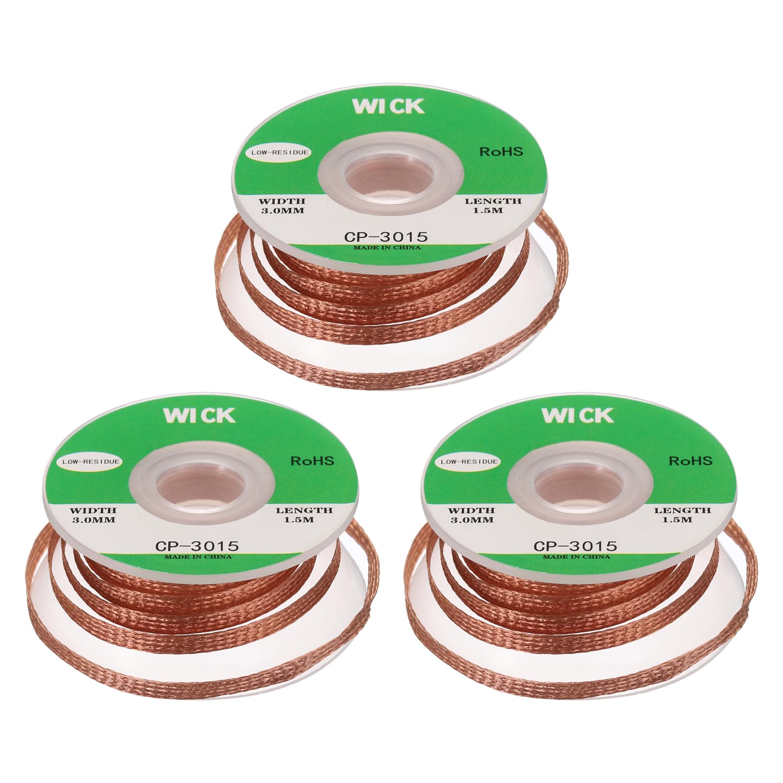 MECCANIXITY Solder Wick Braid No-Clean Desoldering Wick Braid 0.12 Inch Width 5 Feet Length for Remove the Solder Electrical Components 3 Pack