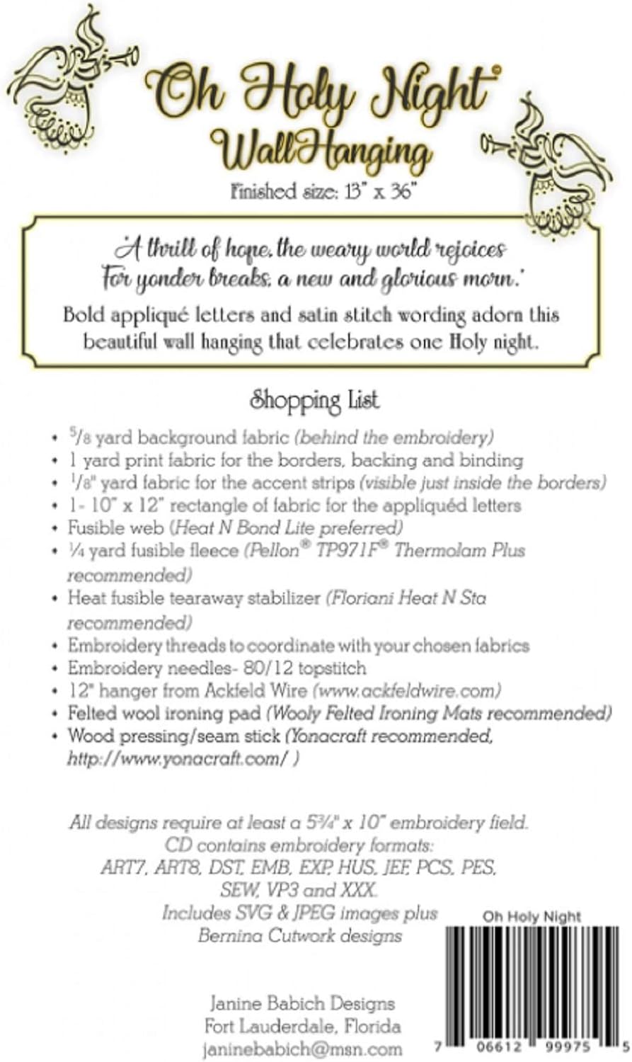 Oh Holy Night Wall Hanging # JBDOHN Janine Babich Designs Machine Embroidery Designs