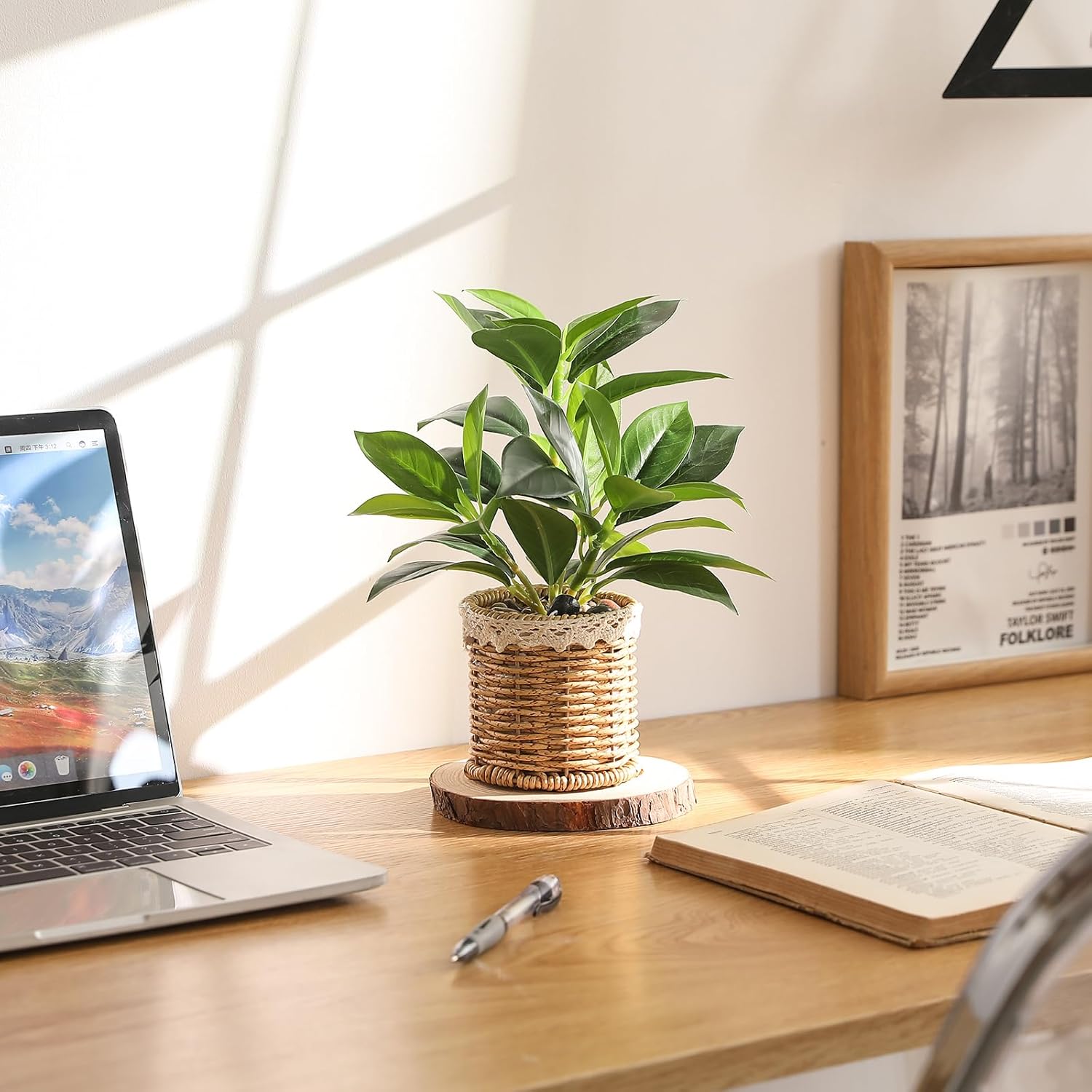 Nubry Fake Plants Artificial Potted Plants with Weaved Pot for Shelf & Table Desk | Perfect for Home Office Bathroom Farmhouse Room Coffee Table Decor 10‘’ - Image 5