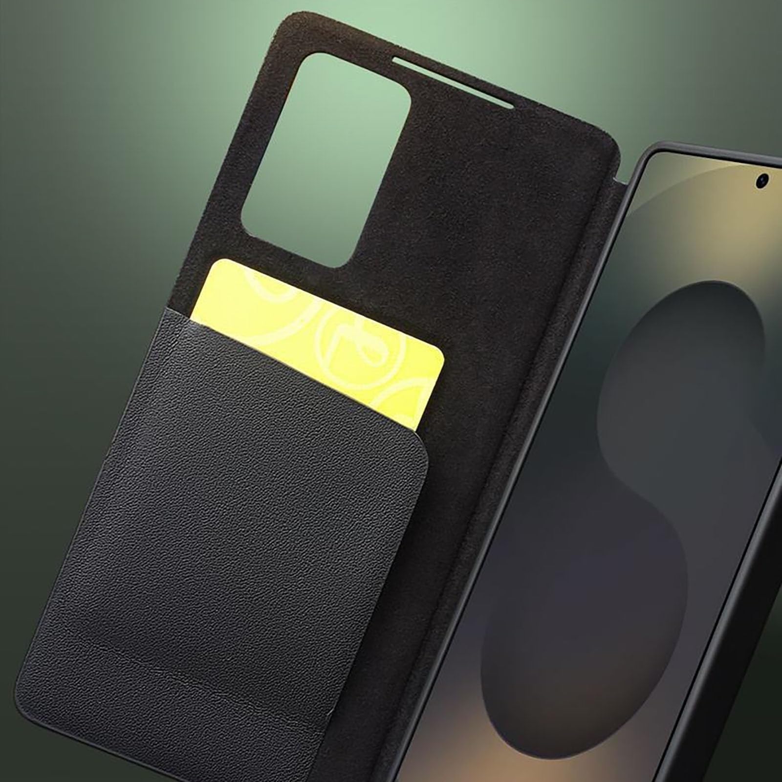Hülle Für Samsung Galaxy S26 Ultra/S26 Plus/S26, Echtes Leder Cover Mit Auto Schlaf Anti-Rutsch Kartenfächer Hüll(Schwarz,S26)