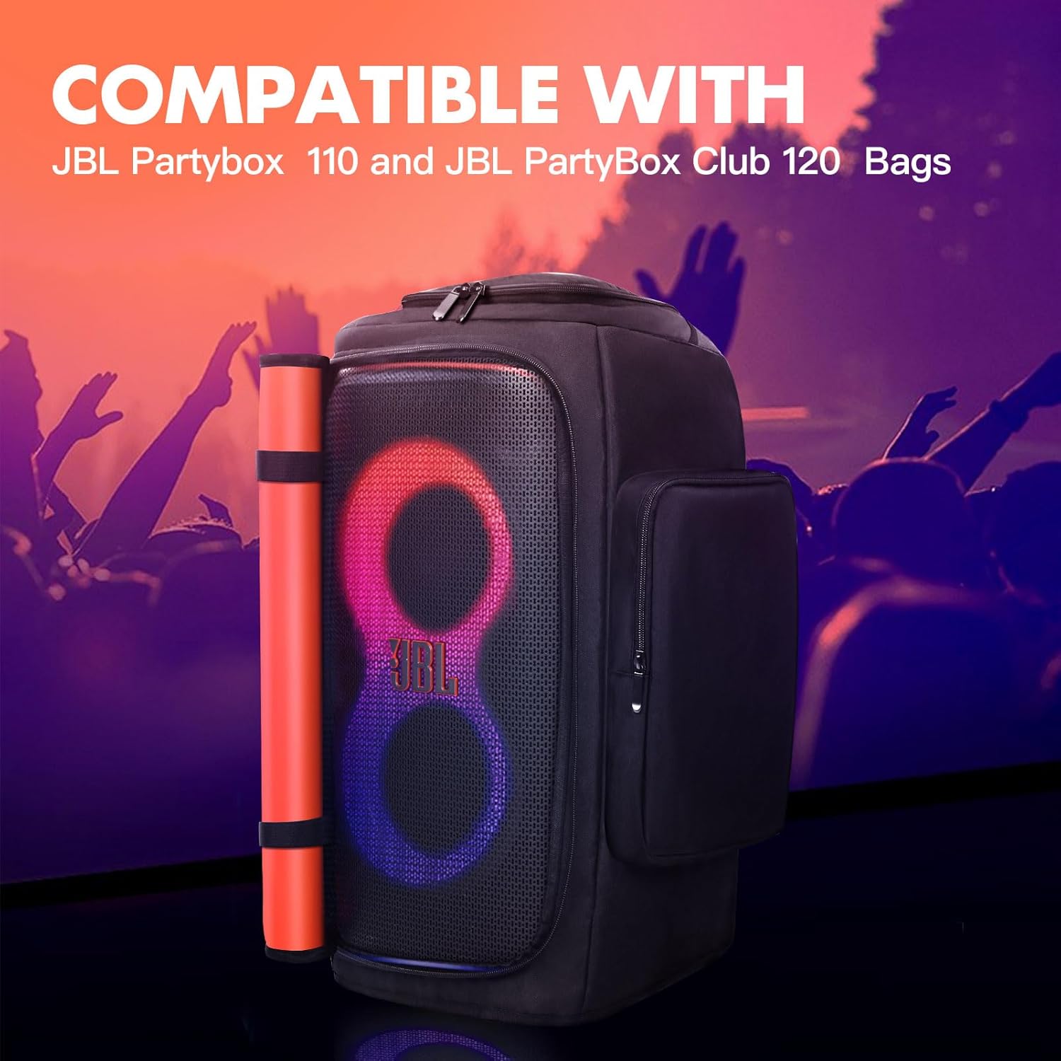 Speaker Cover Case Compatible with JBL PartyBox 120, Protective Dustproof Carrying Cover with Side Pockets for Outdoor Travel, Parties, Home Use - Image 2