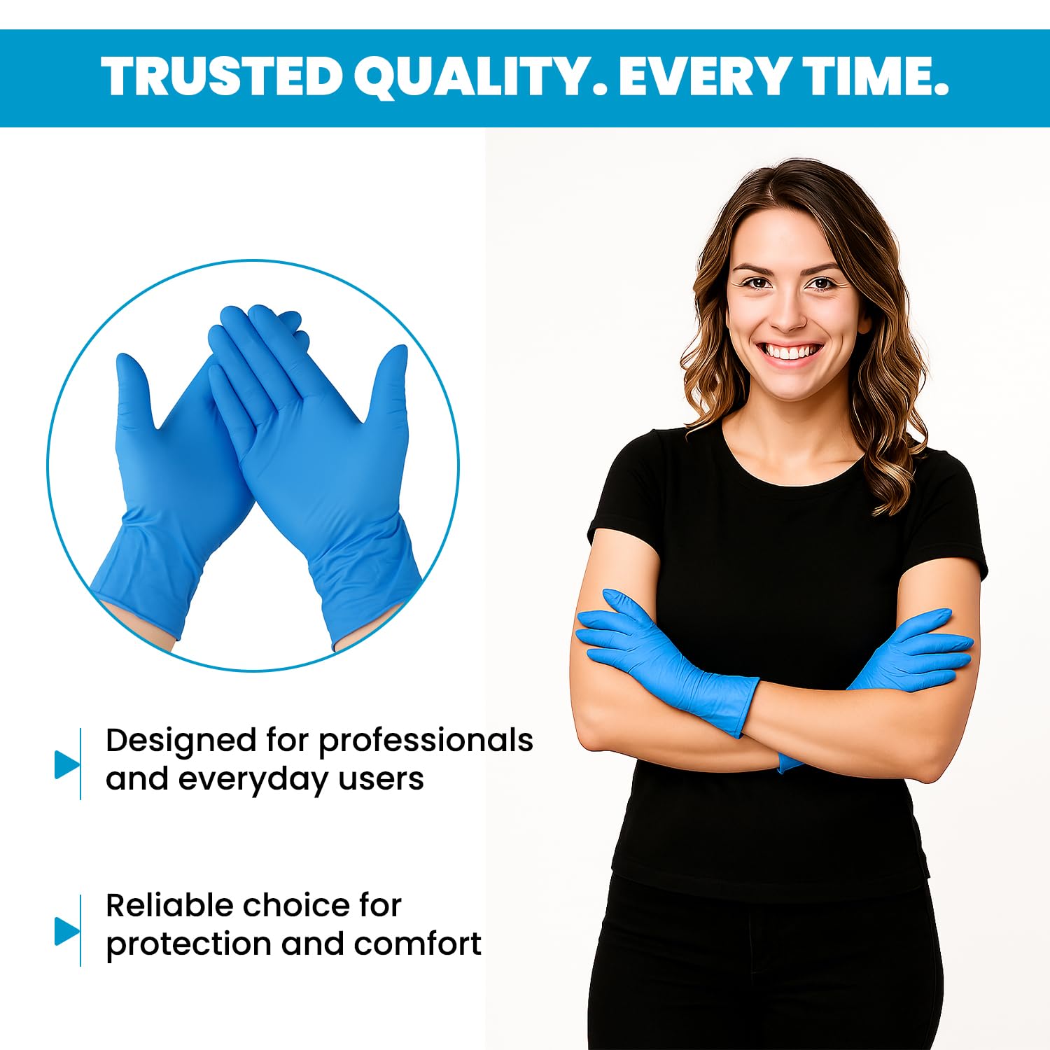 Just Health - Guanti in nitrile senza polvere, senza lattice, ambidestri, usa e getta, flessibili e resistenti, guanti di alta qualità, versatili e versatili, guanti in nitrile blu, 1000 pezzi