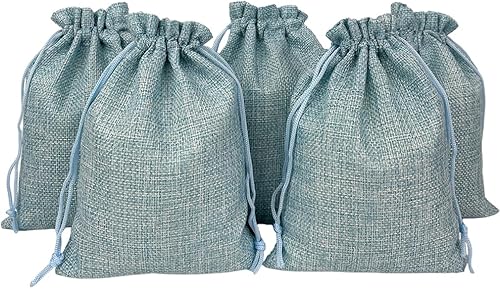 Miniatura 9 de Yisowank 15 bolsas de regalo de arpillera con cordón, bolsas de 5 x 7 pulgadas, pequeñas bolsas de regalo para bodas, Navidad, cumpleaños,