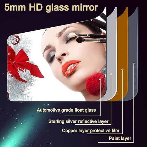 Miniatura 4 de Espejo de baño irregular sin marco con luces LED, espejo de pared retroiluminado regulable con botones táctiles inteligentes, espejo de tocador