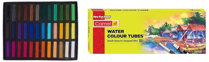 Camel Soft Pastels, 36 Shades (Multicolor) & Camel Student Water Color Tube - 5ml Tubes, 18 Shades