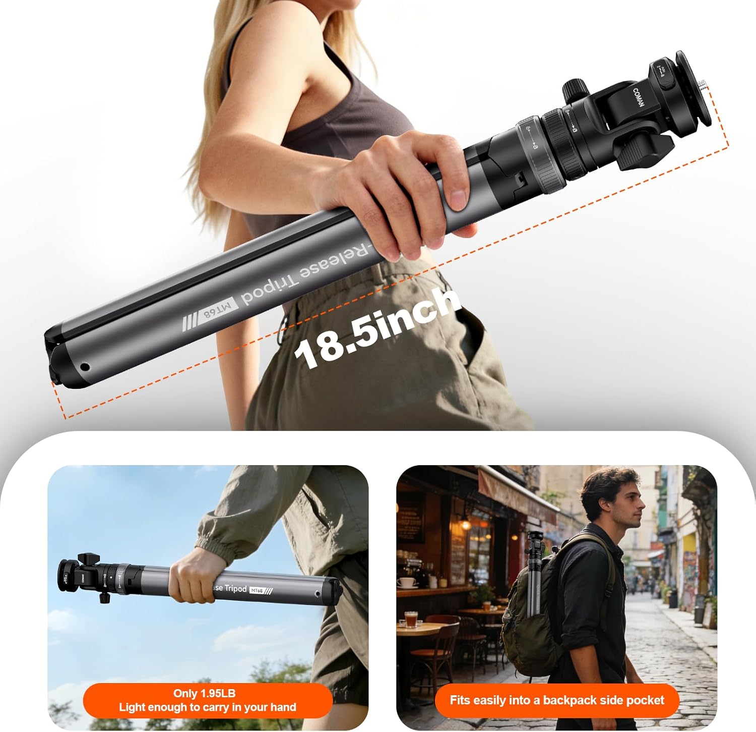 COMAN MT68 Light Stand, Auto Open 83.4" Adjustable Portable Photography Light Stand, Phone Tripod with Quick Release Ball Head 1/4 Screw, Suit for Octabox Video Light DSLR Camera 5