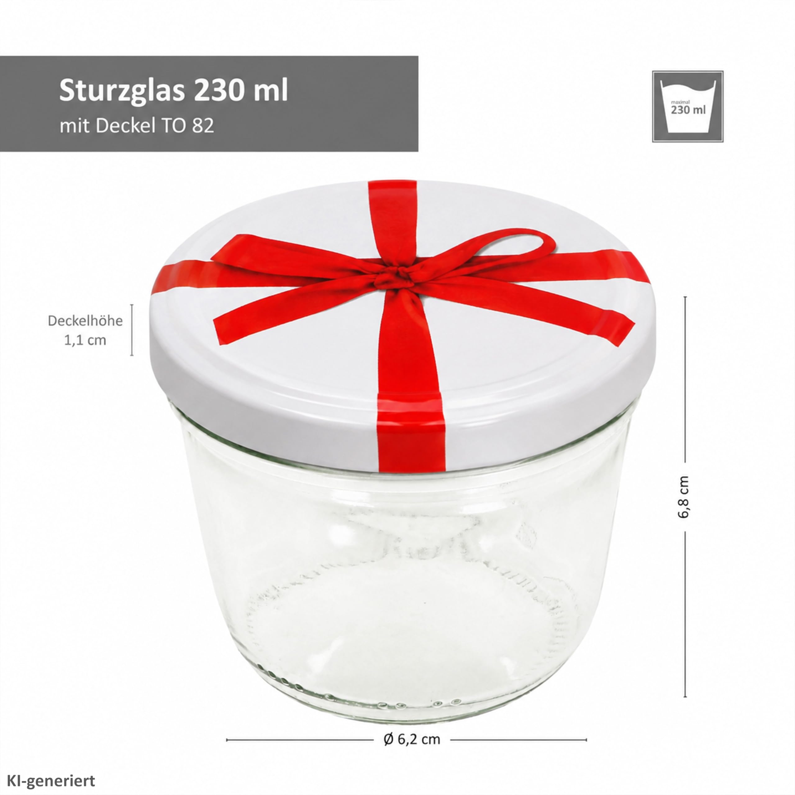 MamboCat 100er Set Sturzglas 230 ml To 82 weißer Deckel mit Schleifendekor incl. Diamant Gelierzauber Rezeptheft Marmeladenglas Einmachglas Einweckglas