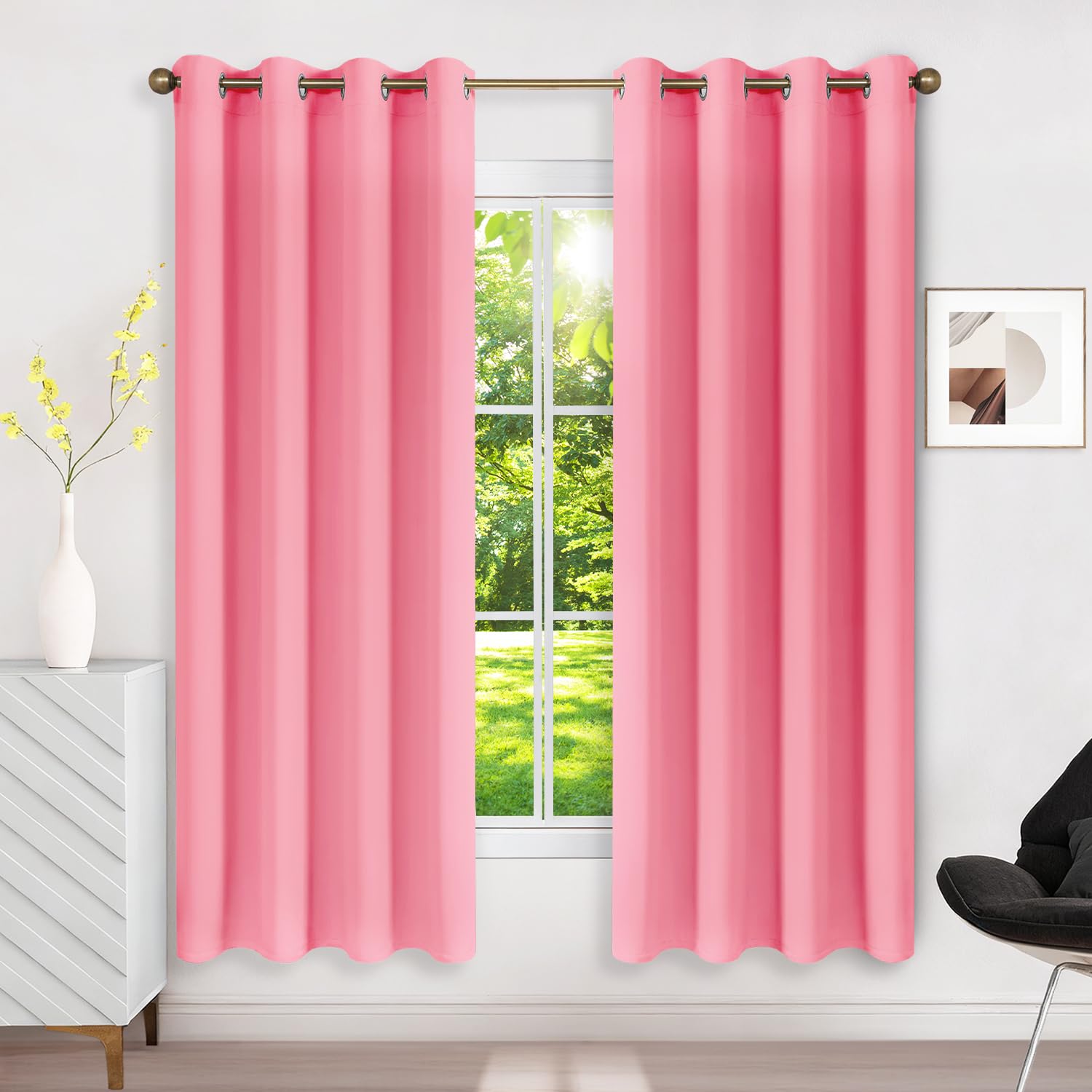 Runyéla Verdunklungsvorhänge mit Ösen Gardinen 2er Set, Vorhänge Blickdicht Thermovorhang Hitzeschutz, Ösenvorhang Thermogardine für Schlafzimmer Wohnzimmer Blackout Curtain