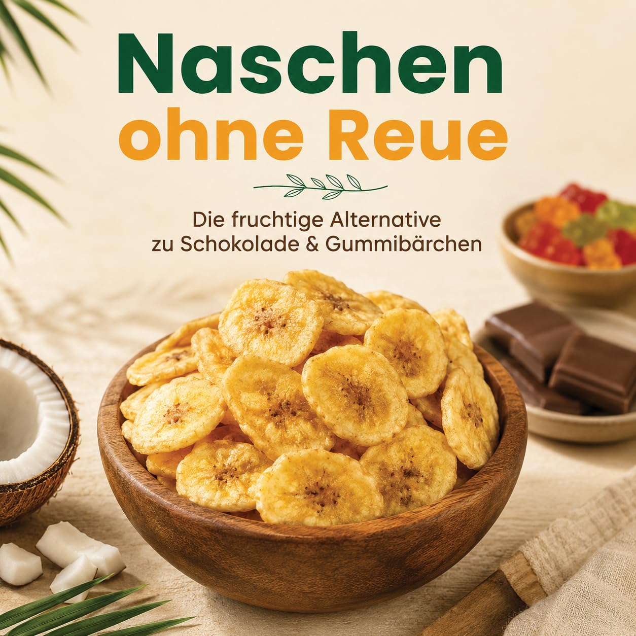 GiDeli Bananenchips Getrocknet 4x5kg - Knusprige Banana Chips aus sonnengereiften Früchten der Philippinen - In Kokosöl veredelt & ohne Palmöl - Dried Banana für Müsli, Joghurt & als Snack