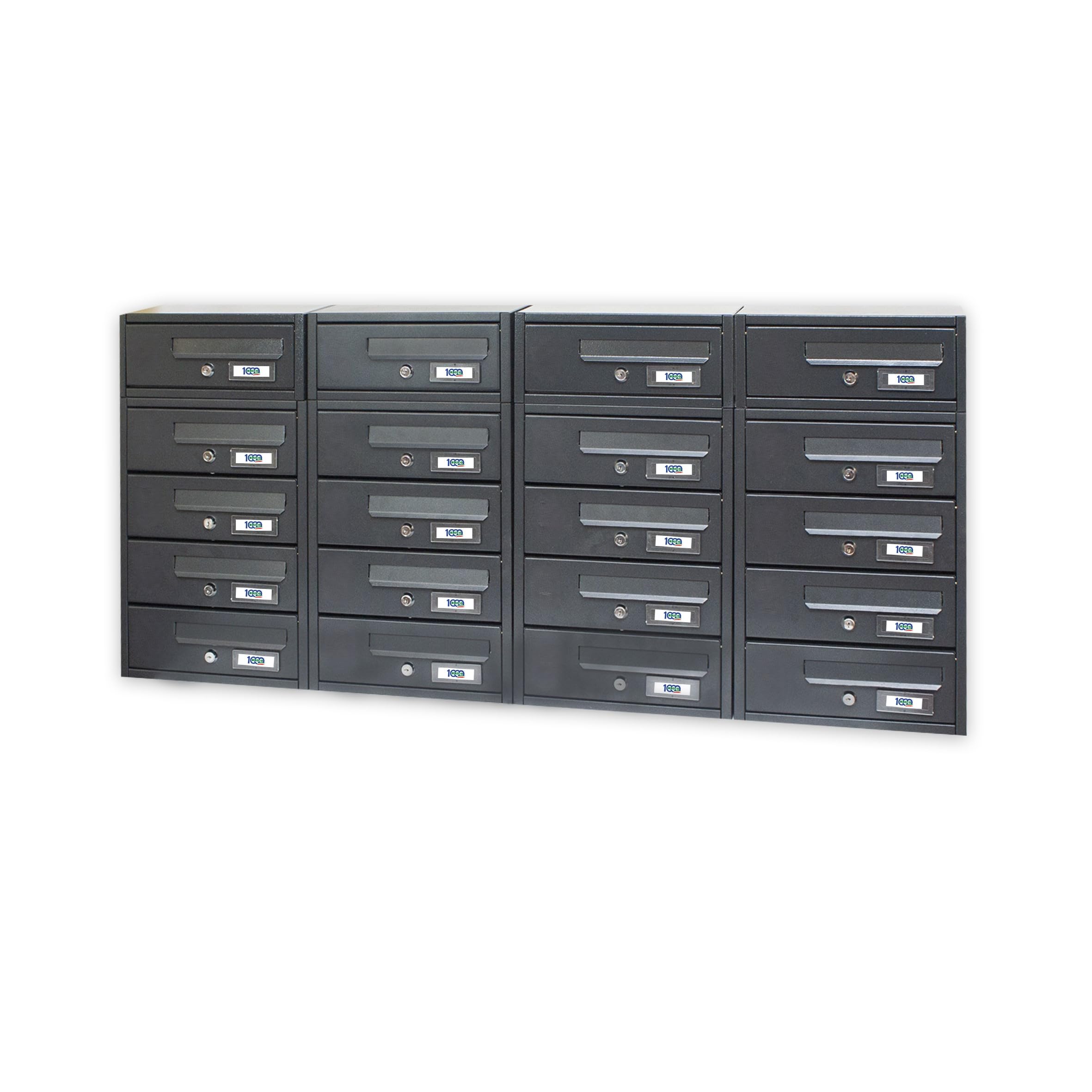 Buzón de correos para edificios condominiales de 20 plazas, 150 x 17 x 42 cm, modelo modular