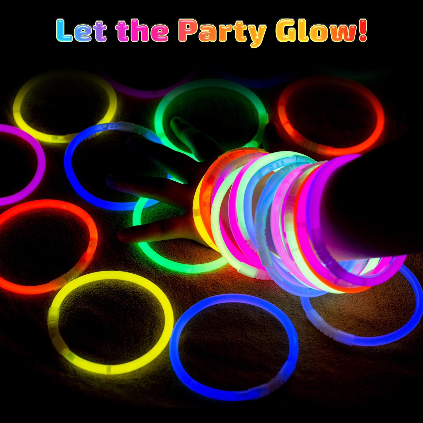 400 varillas brillantes a granel, pulseras iluminadas de neón y collares brillantes con conectores, palos que brillan en la oscuridad, Pascua, Navidad, paquete de suministros de fiesta de Halloween