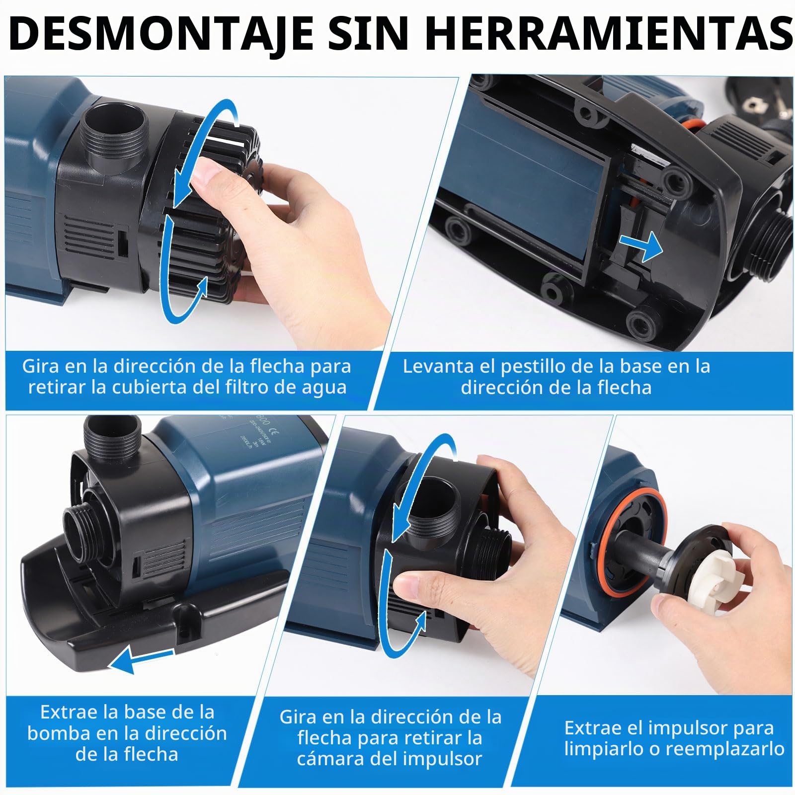 SWAWIS Bomba de Agua 38W 5800L/H Bomba Estanque Bomba de Filtro de Bajo Consumo Sumergibles Alt. max. 5,2M Cable 10M para Acuario Ajustable con Controlador Externo