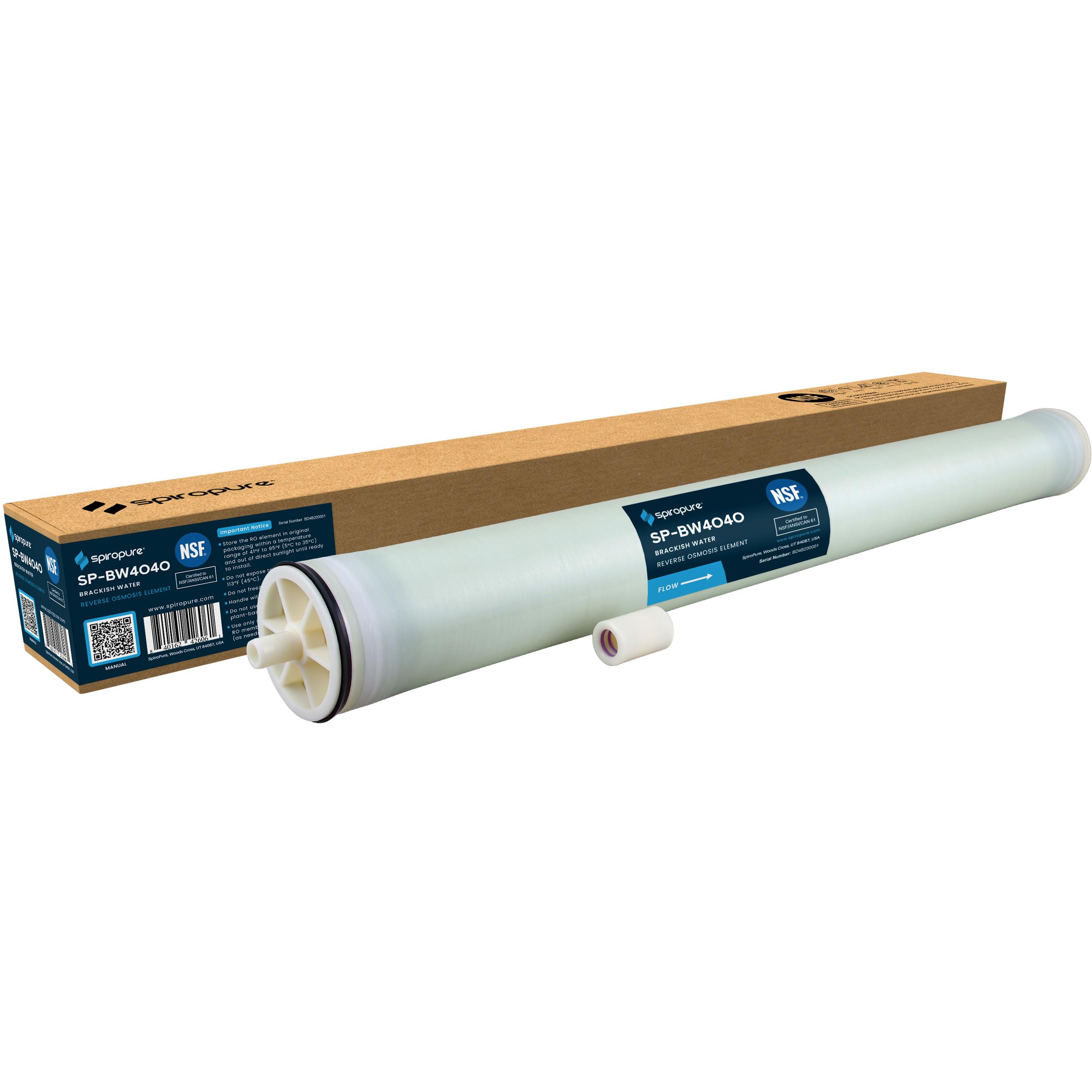 SpiroPure SP-BW4040 NSF-Certified 4x40 Membrana industrial RO elemento de ósmosis inversa de agua salobre TW30-4040 TML10D CPA2-4040 AG4040FM RE1-4040 LG-BW-4040-R BW-4040