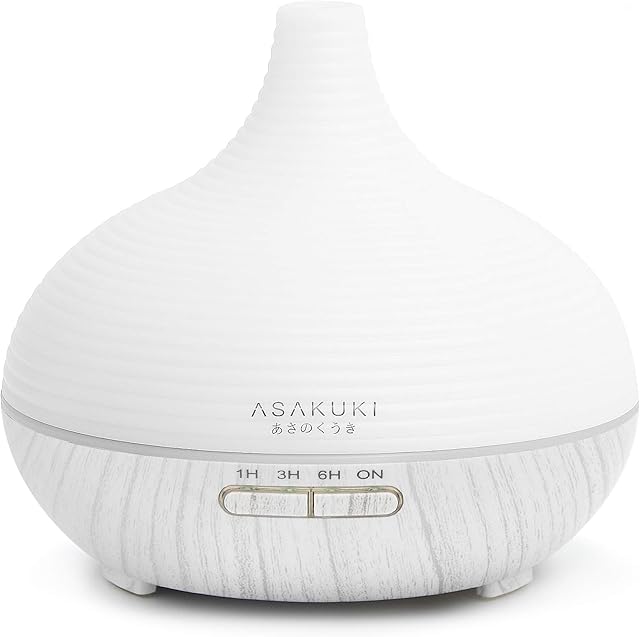 ASAKUKI 300ml Essential Oil Diffuser, Premium 5 In 1 Ultrasonic Aromatherapy Scented Oil Diffuser Vaporizer Humidifier, Timer and Waterless Auto-Off, 7 LED Light Colors