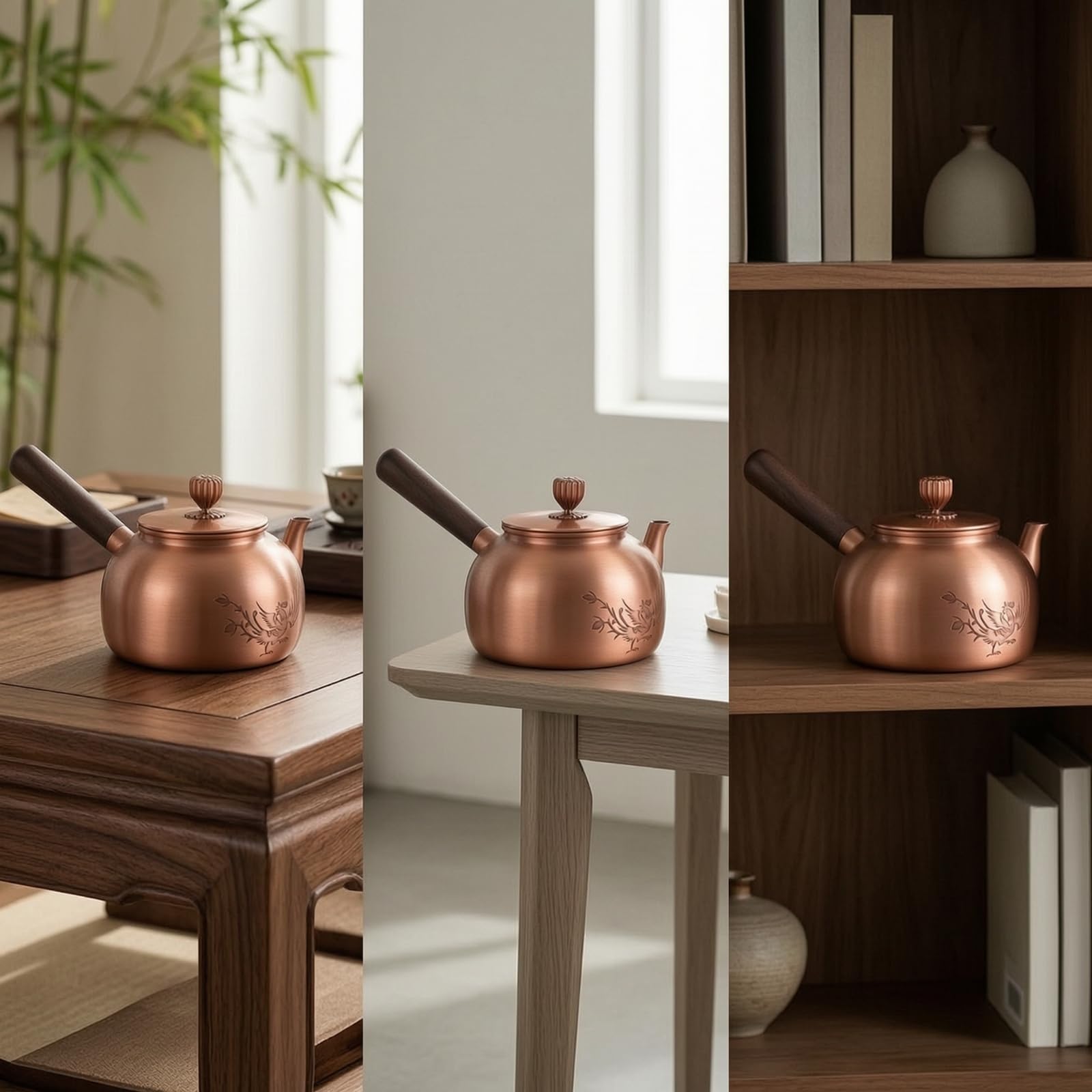 Tetera Cobre Tetera con Mango Hervidor para Aficionados Al Té, Fu Zhu 06C