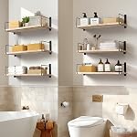 Floating Shelves Set of 3-24 Inch Rustic Wood Wall Shelves for Bedroom, Bathroom, Kitchen - Farmhouse Wall-Mounted Storage Shelves (Wood)