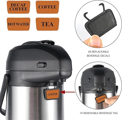 Miniatura 2 de Heritage66 Jarra térmica avanzada de café, frasco aislado al vacío de triple pared, termo que mantiene las bebidas calientes durante 12 horas, 24