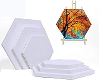 Vista 1 de Panel de lienzo de pintura, tablas estiradas hexagonales, 100% algodón imprimado en blanco, juego de 6 (8 pulgadas/10 pulgadas 12 pulgadas)