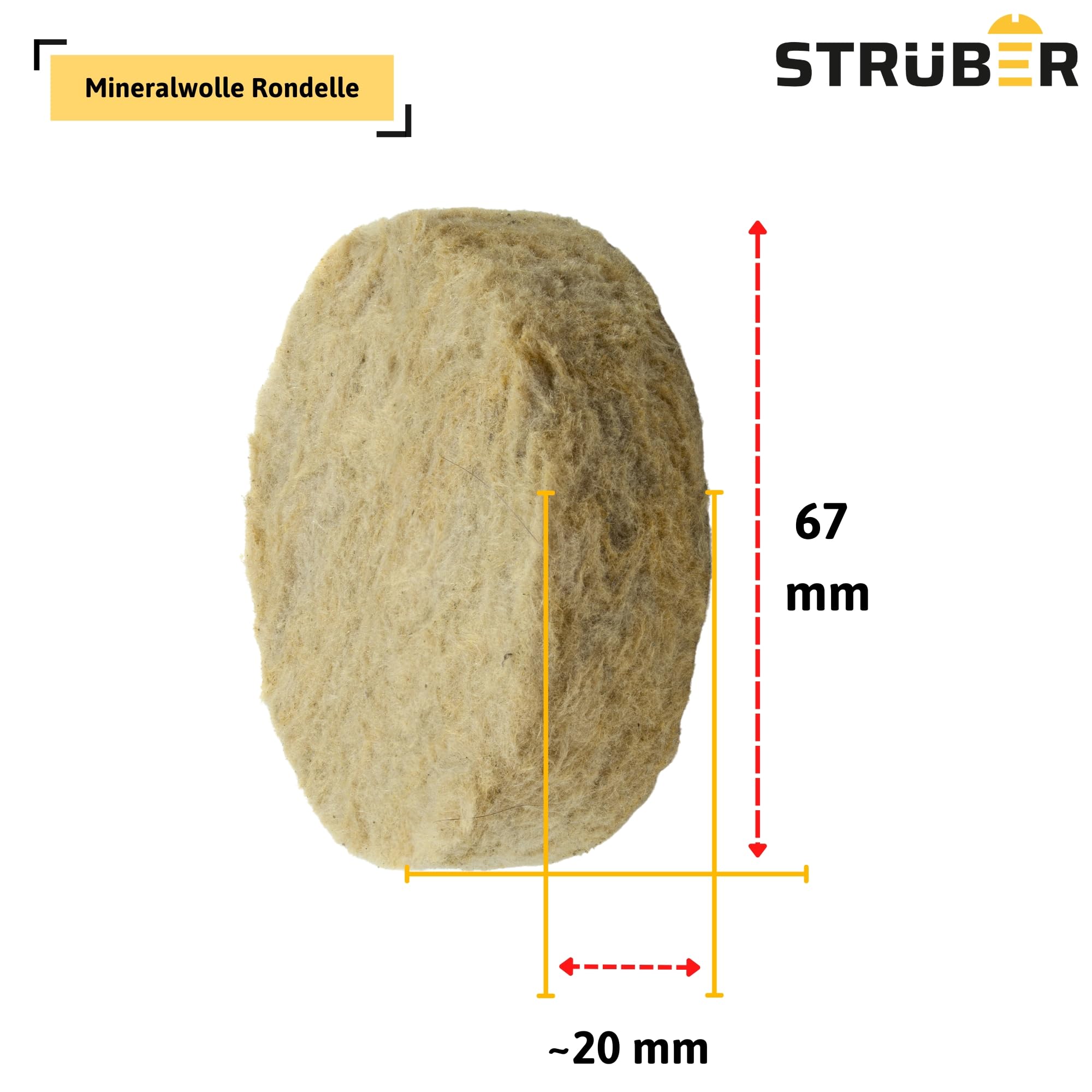STRÜBER Mineralwolle Rondelle für WDVS (200 Stk.) / Fassadendämmung/Wärmedämmung/Mineralwolle Scheiben Abdeckkappen
