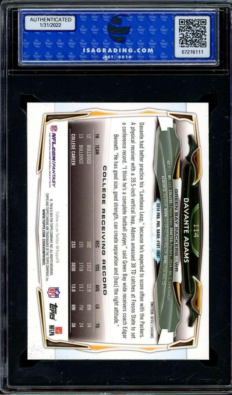 Davante Adams Rookie Card 2014 Topps Chrome Refractor #114 ISA 8.5 NM-MT+ - Unsigned Football Cards