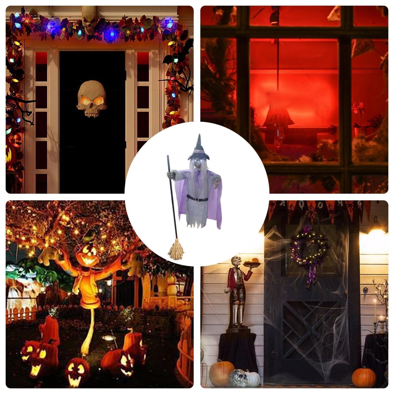 Animierte Hexe 1,83 m Unheimlicher Halloween Sound- & Bewegungssensor | Schwebende Hexe Outdoor-Statue für Spukhaus, Feiertag, Party, Festival, Hof, Garten, Rasen und