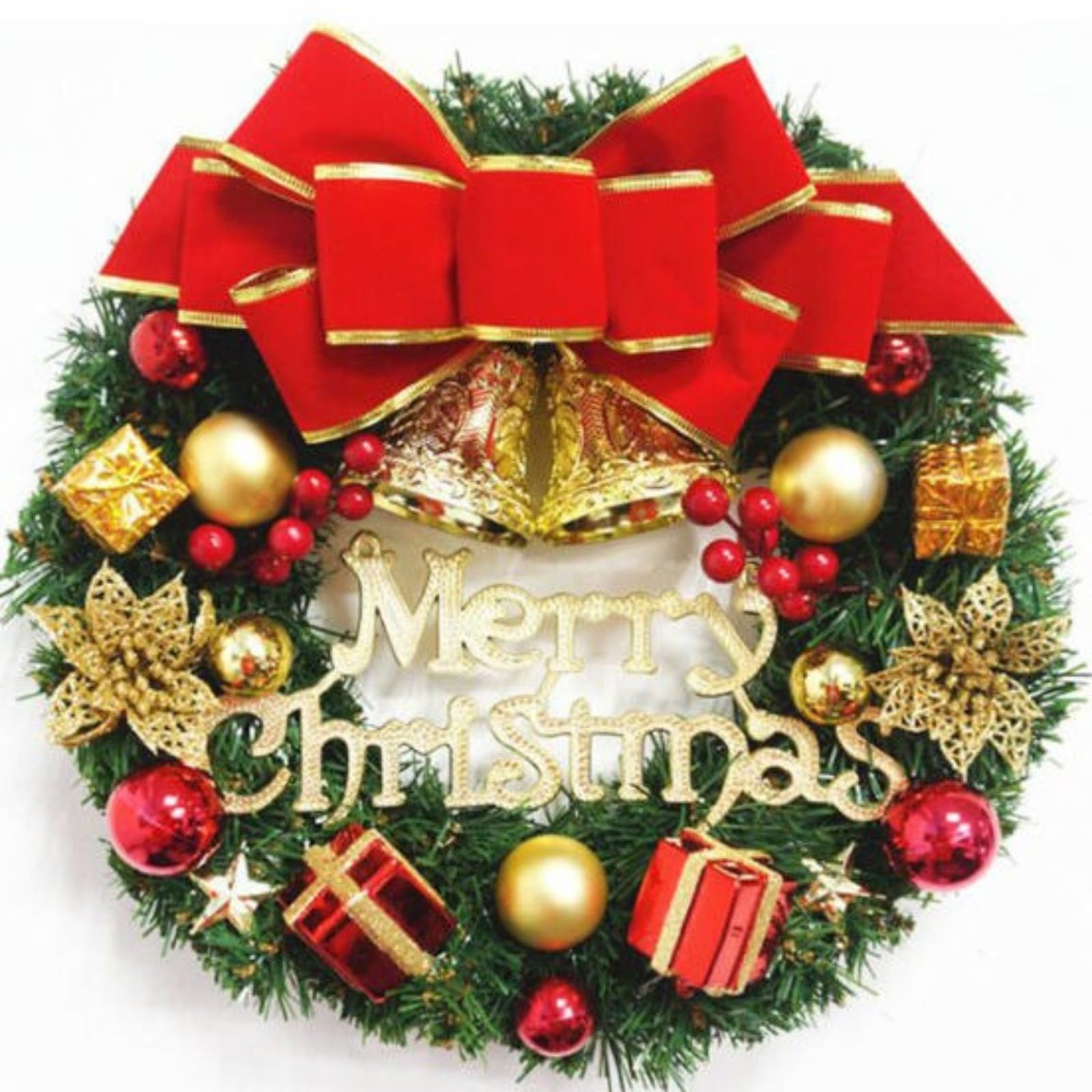 Couronne de Noël 30 cm à suspendre à une porte, décorations de Noël pour sapin de Noël, décoration murale
