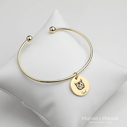 Miniatura 3 de MignonandMignon Pulsera personalizada para fotos de mascotas, brazalete de regalo de cumpleaños para ella, diseño de gato lindo y lindo gato