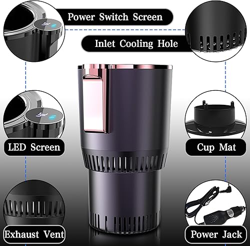 Miniatura 4 de Enfriador y calentador inteligente 2 en 1 para automóvil, taza inteligente para automóvil con pantalla LED de temperatura y control táctil, mantiene