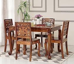 THE WOODEN CITY Wooden Table Solid Sheesham Wood Dining Table 4 Seater Set | Dinning Room Furniture-naturalcolor