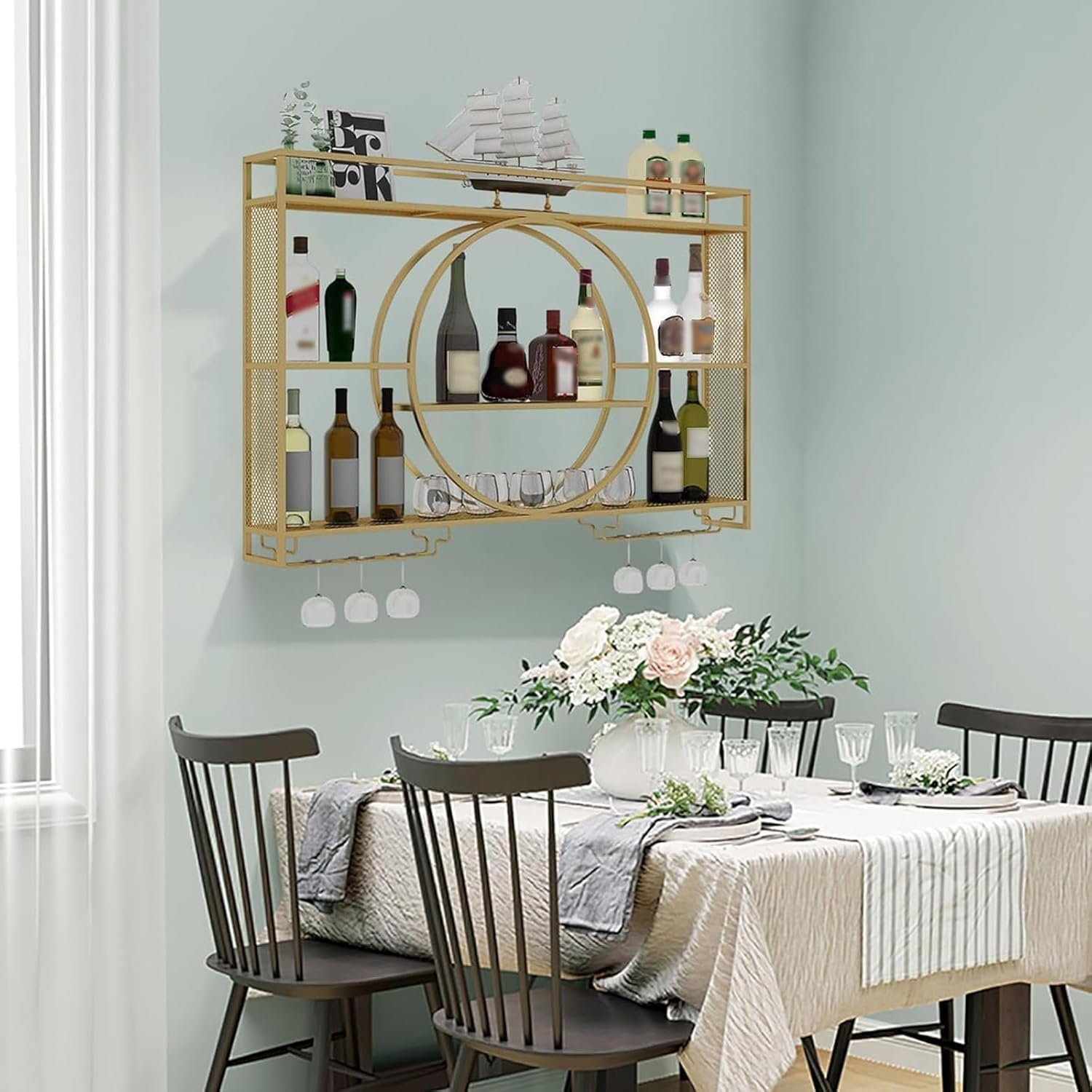 Porte-bouteilles mural en métal noir pour maison, bar, salle à manger ou décoration intérieure (100 x 15 x 80 cm) – Solution de rangement élégante et peu encombrante