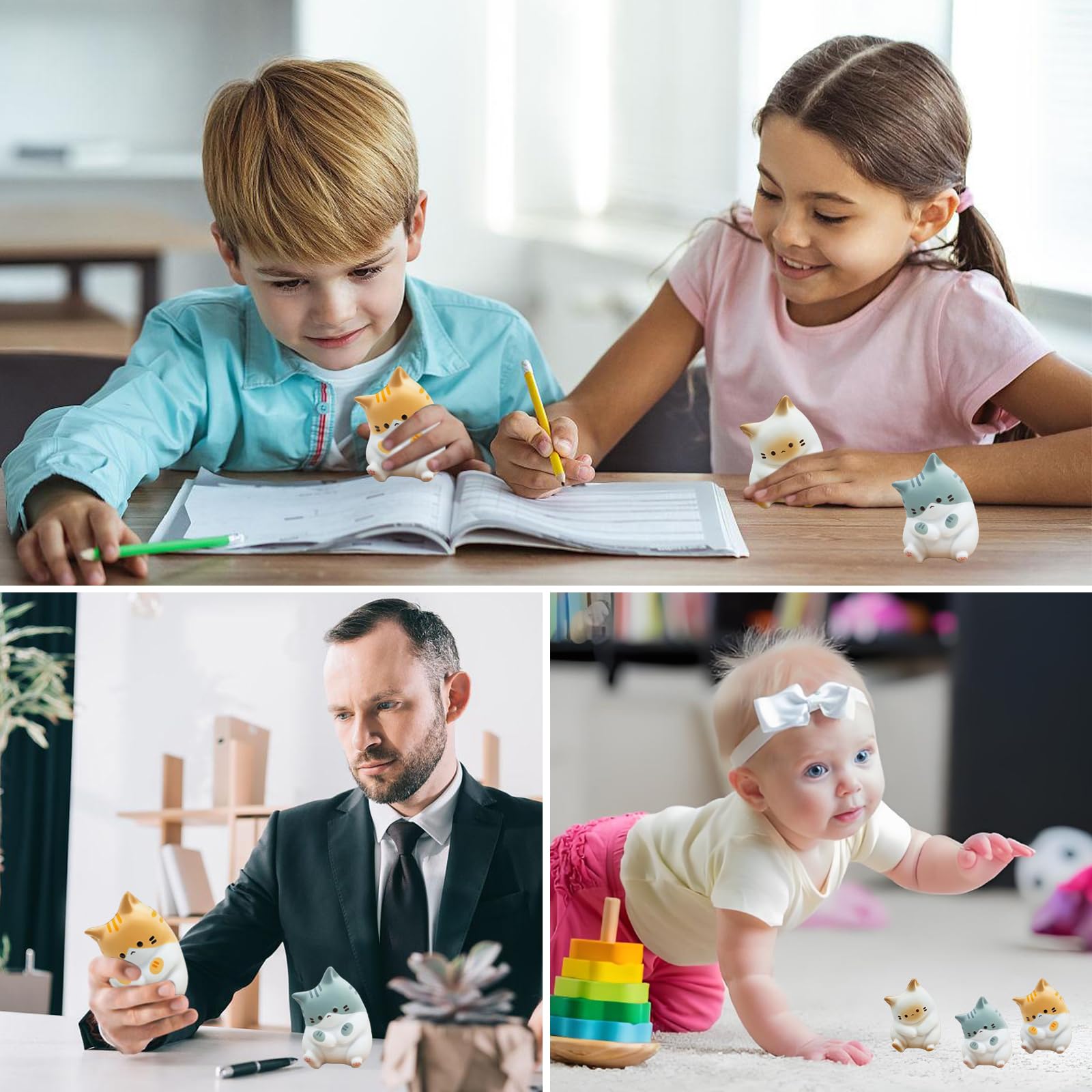 3 sztuki uroczych piłek antystresowych dla kotów, mini piłka antystresowa, miękka piłka antystresowa, zabawka antystresowa, zabawka relaksacyjna dla dzieci i dorosłych