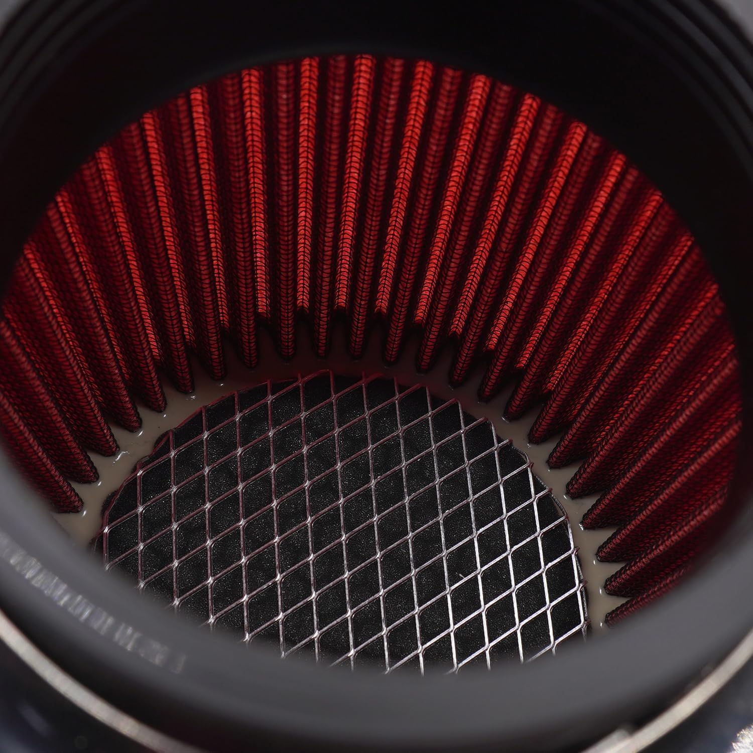 Filtre à air universel de voiture - Filtre à air de rechange pour 76 mm, 89 mm, 101 mm - Kit d'admission - Filtre à air froid universel haute performance - Lavable et réutilisable (rouge)