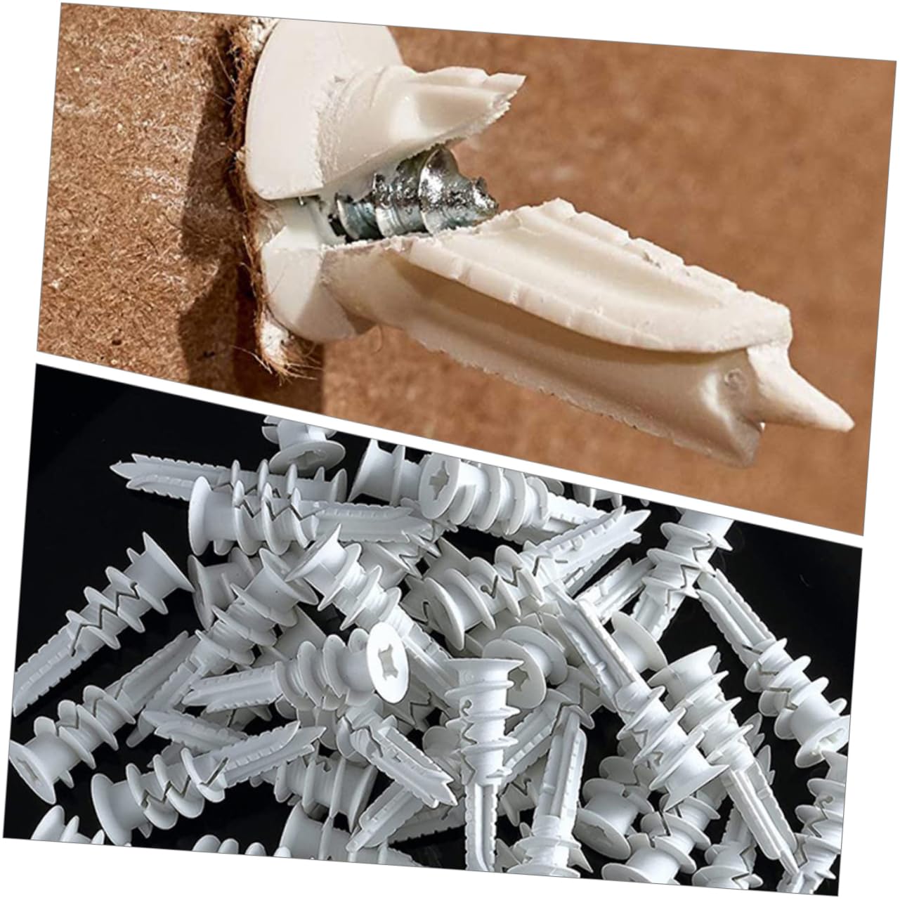 IWOWHERO 50-Piece Drywall Anchor Kit Metal Screws Plastic Expansion Tubes for Wall Hole Filler