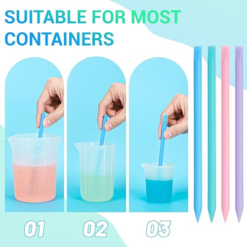 Miniatura 4 de Gartful 4 varillas de silicona puntiagudas, varillas de mezcla reutilizables para resina epoxi, pintura, fabricación de vasos con purpurina, artes,