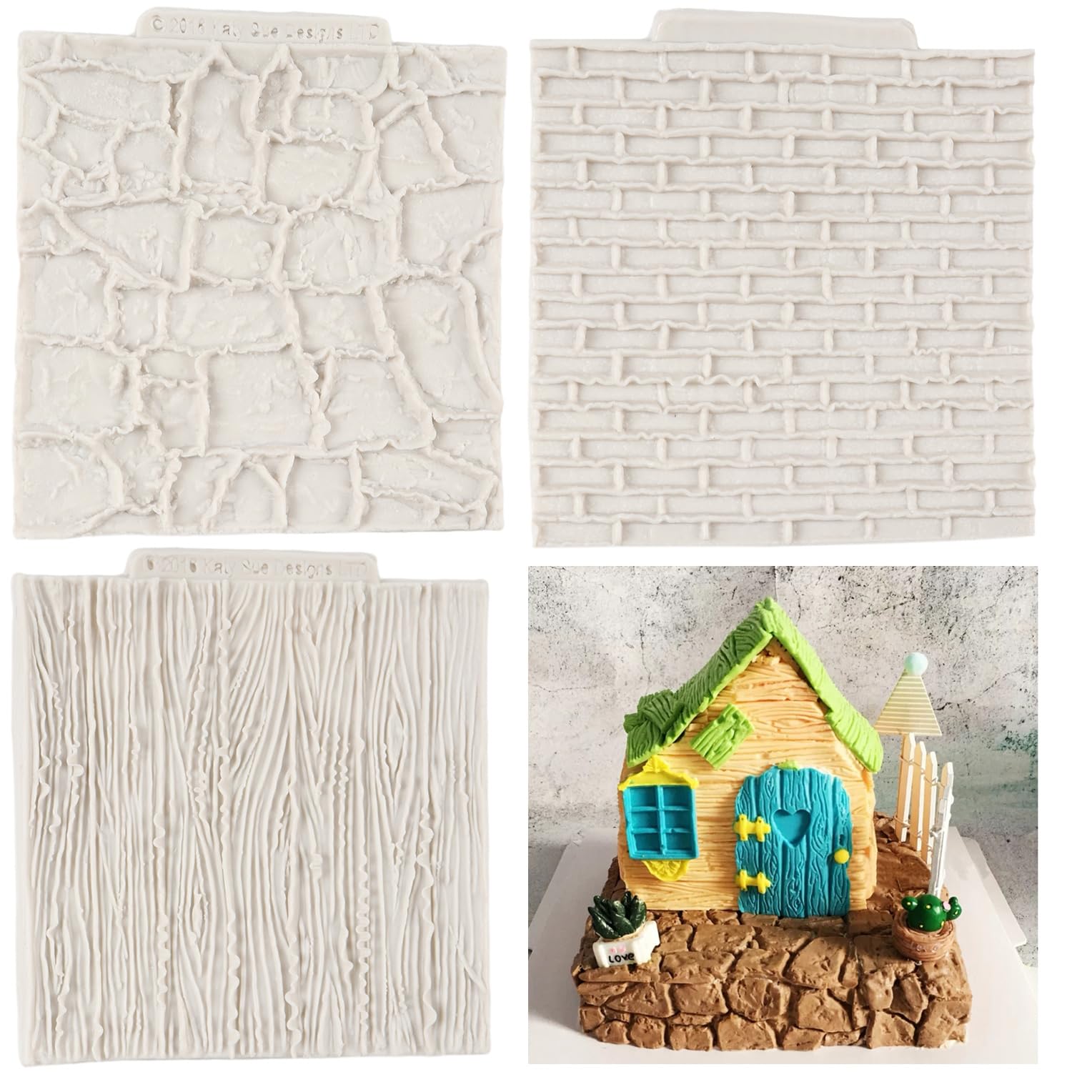 Set di 2 stampi 3D in silicone per decorazioni di torte, cupcake, cioccolato, caramelle, argilla polimerica