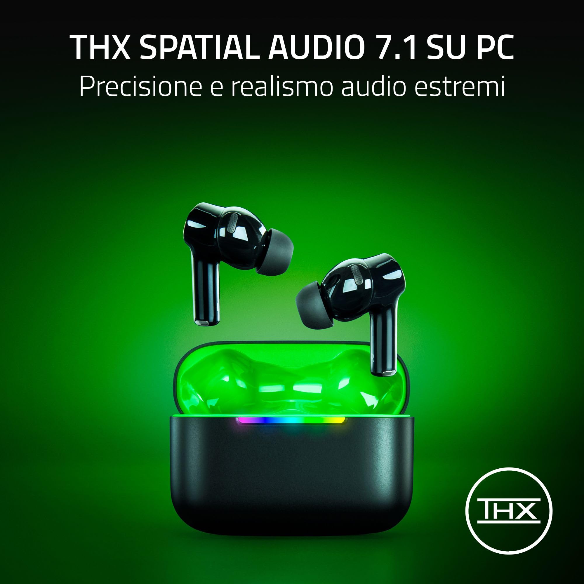 Razer Hammerhead V3 X HyperSpeed Xbox - Auricolari wireless da gaming multipiattaforma - HyperSpeed Wireless e Bluetooth - 40 ore - Resistenti all'acqua IPX4 - THX Spatial Audio | Nero