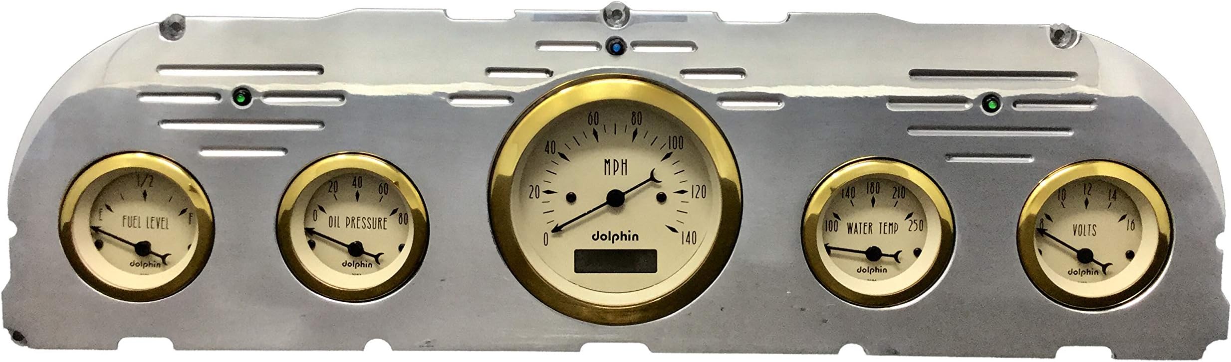 Dolphin Gauges 1960 1961 1962 1963 Chevy Truck 5 Gauge Dash Cluster Panel Set Mechanical Gold Bezel