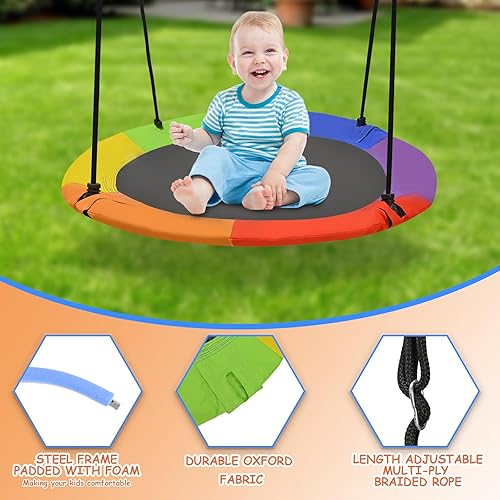 Miniatura 2 de Juego de columpio para árbol de 40 pulgadas, capacidad de peso de 700 libras, columpio volador con correas para colgar para patio trasero, patio