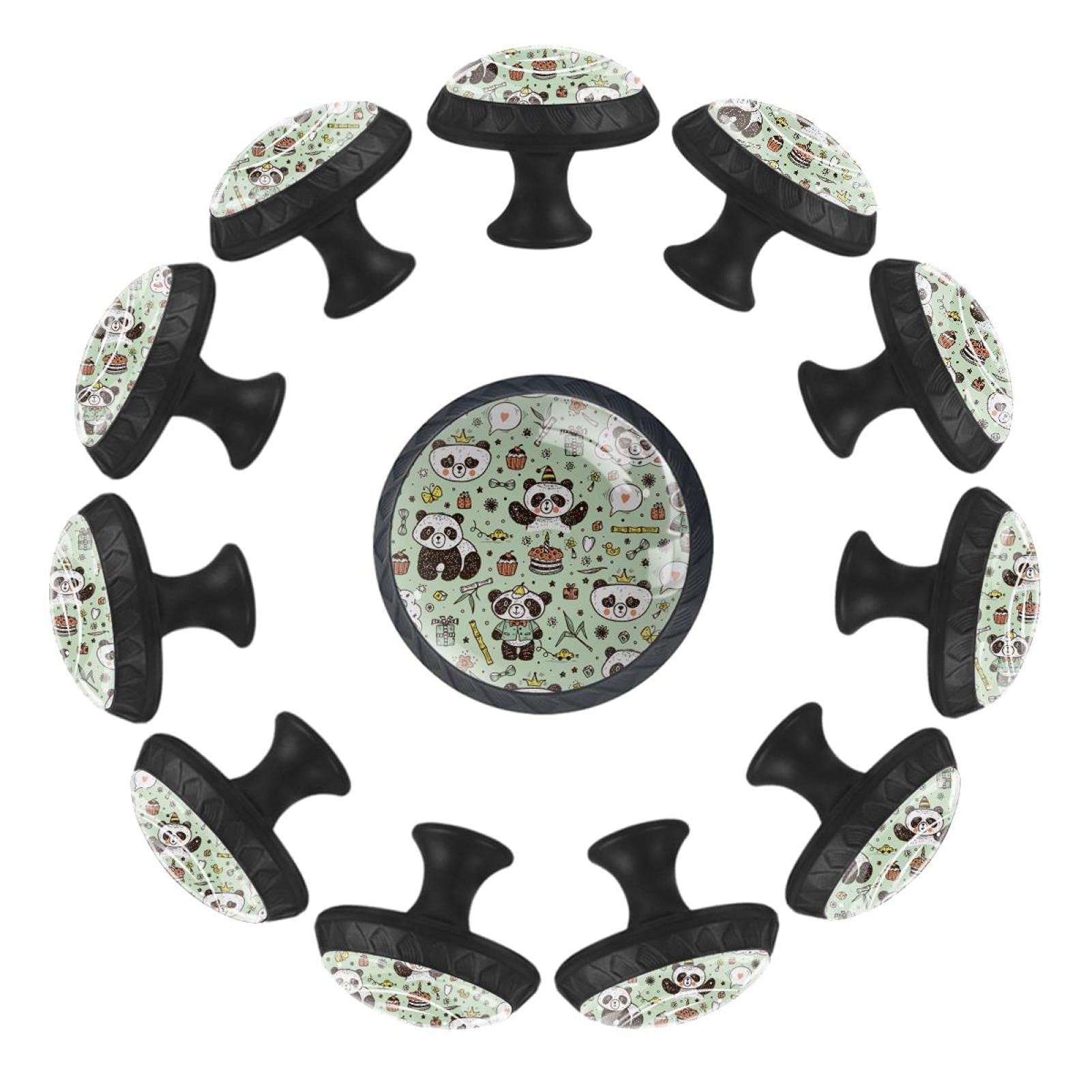 Boutons de tiroir panda 35 mm ronds lot de 12 pour décoration commode crèche
