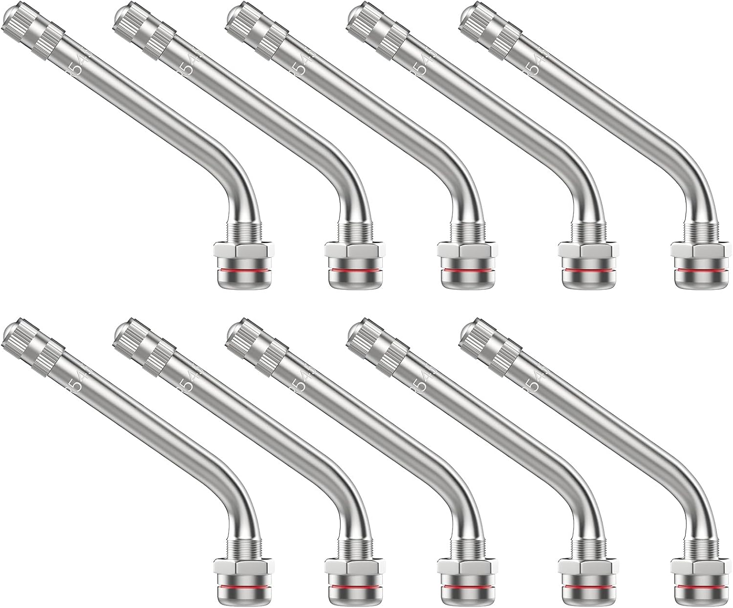TR545D Truck Tire Valve Stems, 60 Degree Bend Valve Stems Compatible with Alcoa 22.5in and 24.5in Aluminum Wheels (Pack of 10)