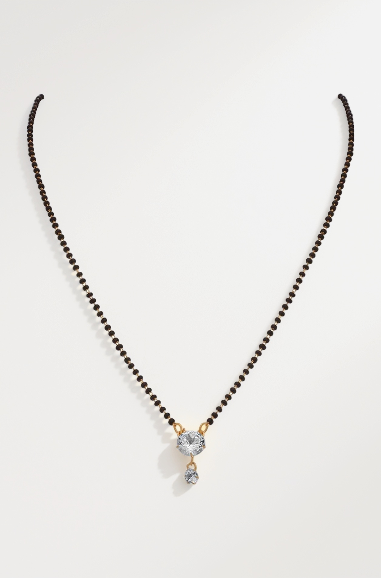 American Diamond Single Stone Mangalsutra For Women [Round Shape]